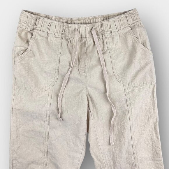 Classic Edition Beige Cropped Pants Size S | 100% Cotton Drawstring Waist Pocket - Picture 6 of 9